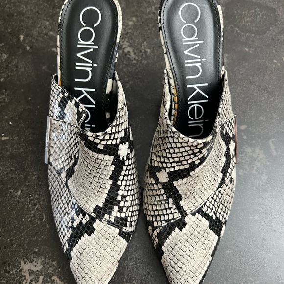 Calvin Klein Snakeskin Mules - Black and White - Picture 3 of 5